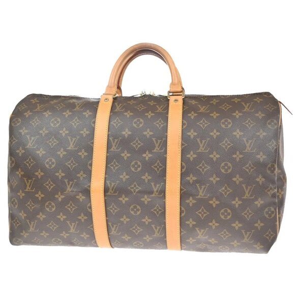 LOUIS VUITTON Keepall 50 Travel Hand Bag Monogram Leather Brown - Picture 1 of 13
